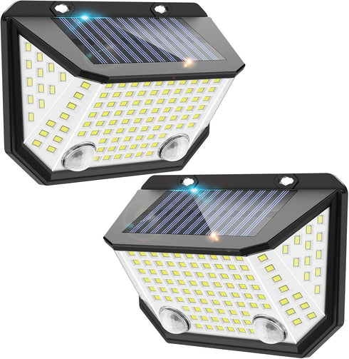 Kasonic Solar Lights Outdoor, 122 LEDs Motion Dual-Sensor Lights with 300° Wide Angle, Ultra-Bright Solar Security Wall lights for Outside Garden ...