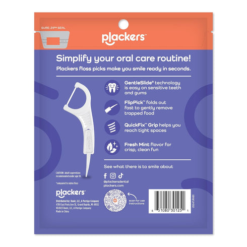 Plackers Gentle Line Floss Picks, Fresh Mint Flavor, Fold-Out FlipPick, QuickFix Grip, Easy Storage with Sure-Zip Seal, 150 Count...