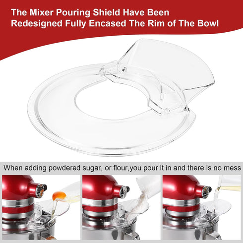 Pouring Shield for KitchenAid-Secure Pouring Shield with Removable Pour Spout for KitchenAid 4.5-5 Quart Tilt-Head Stand Mixers, Splatter Guard Fi...