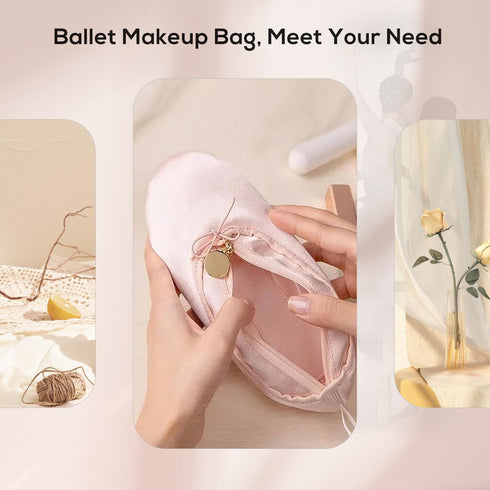 Ballet Shoe Makeup Bag, Small Cosmetic Bag for Trip Portable Cosmetic Travel Bag, Makeup Organizer Bag Cosmetic Organizer for Woman Girl Dancer Lo...