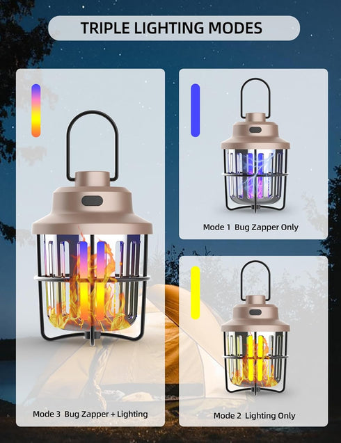 Bug Zapper Outdoor Camping Light Flashlight with Mosquito Zapper, Portable & Rechargeable Flying Insect Killer Lantern, IPX4 Waterproof Indoor and...