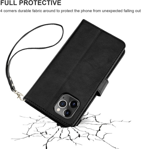 Bocasal Compatible with iPhone 12 & iPhone 12 Pro Wallet Case with Card Holder PU Leather Kickstand Shockproof Protective Wrist Strap Flip Cover 6...