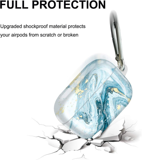 JIAXIUFEN Compatible with AirPods Pro 2019 / Airpods Pro 2nd Generation Case Cover Gold Sparkle Glitter Marble Design Cute Full Protective Silicon...