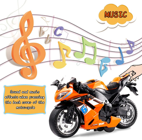 Toy Motorcycles, Diecast Motorcycle Toy with Music Lighting,Toy Motorcycle for Kids 3-5,Toy Motorcycles for Boys (Orange)...