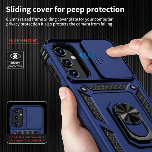 for Samsung Galaxy A35 5G Case with Camera Lens Cover, HD Screen Protector, 10 FT Military Grade Drop Protection, Magnetic Ring Holder Kickstand P...