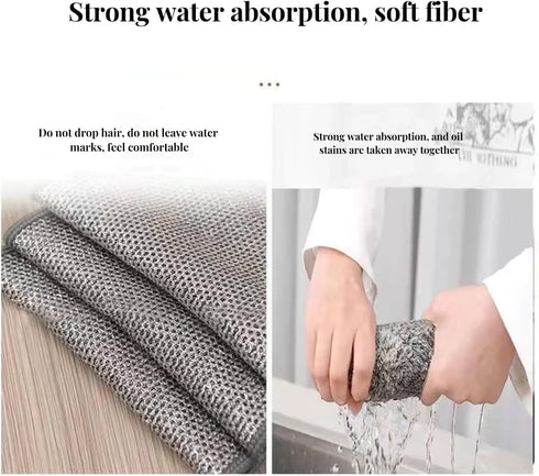 Multipurpose Wire Dishwashing Rag, 6PCS Non-Scratch Wire Dishcloth, Silver Wire Mesh Knit Cleaning Cloth for Wet and Dry, Steel Wire Dish Towel Fo...