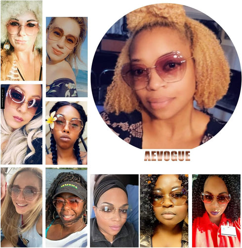 AEVOGUE Sunglasses For Women Oversized Rimless Diamond Cutting Lens Sun Glasses AE0534...