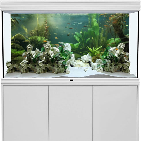 Underwater Aquatic Plant Aquarium Background, Green Seaweed Rock Nature Landscape Fish Tank Backdrop Decor, Polyester Fabric with 6 EVA Double-Sid...