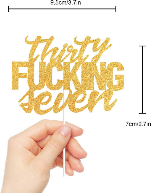 Thirty Seven Gold Glitter Cake Toppers 37 Years Old 37th Birthday Anniversary Party Decorations Supplies...