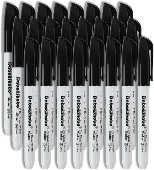 Dabo&Shobo Dry Erase Markers 24 Pack, Low Odor Black Whiteboard Markers, Chisel Tip, Perfect for Writing on Whiteboard Mirrors Glass In School, Of...