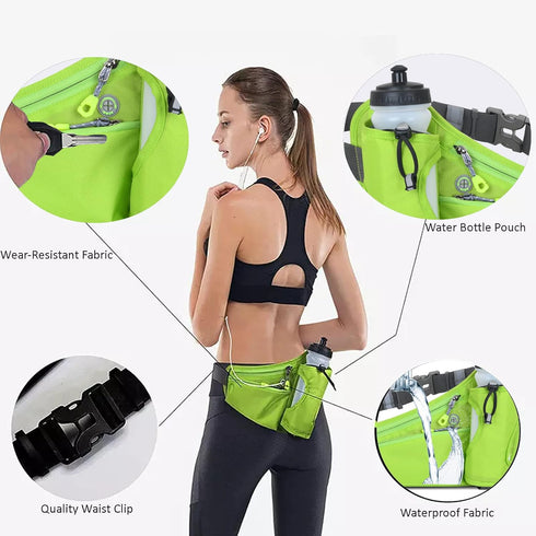 Fanny Pack with Water Bottle Holder, Hydration Running Belt for Men Women Adjustable Strap Waist Bag Suitable for Hiking Running Walking Jogging C...