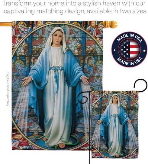 Our Lady of Grace Home Banner Wall Art Patio Lawn Porch Room Small Flag Outdoor Tapestry Yard Sign Catholic Gift Jesus Easter Religious Christian ...