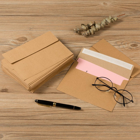 50 Pack 5 x 7 Envelopes Brown Self Seal for Wedding, Party Invitations, Greeting Cards, Announcements, Photos, 5.24 x 7.21 Inches (Brown)...
