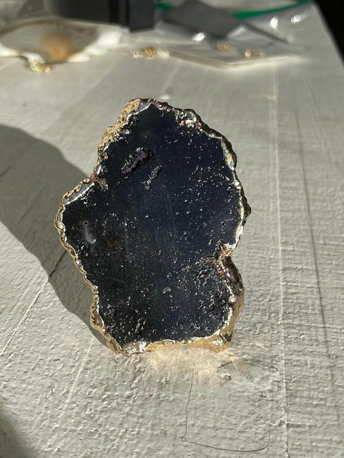 Black Agate Crystal Druzy Quartz Phone Grip - Adjustable Cell Phone Stand - Phone Gripper for Back of Phone and Tablets - Phone Grip Holder for Wa...