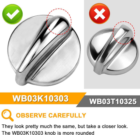 AMI PARTS Fit for G-E Profile Stove Knobs WB03K10303 Gas Stove Knobs Replacements - (Not Universal) Surface Burner Control Knob Replace WB03K10208...