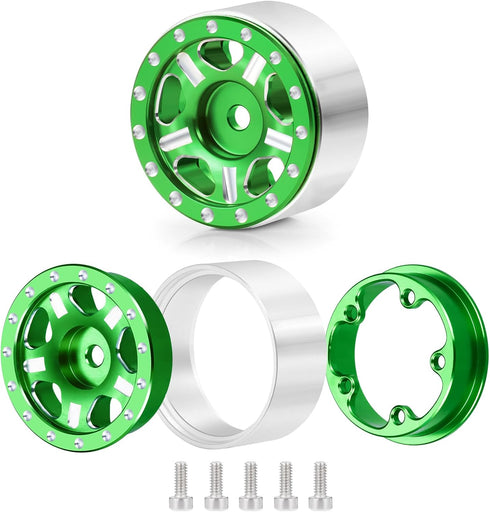 RC-Hub 4Pcs Aluminum Alloy 1.0" Micro Beadlock Wheels for 1/24 Axial SCX24 90081 AXI00001 AXI00002 RC Crawler Car (Green)...