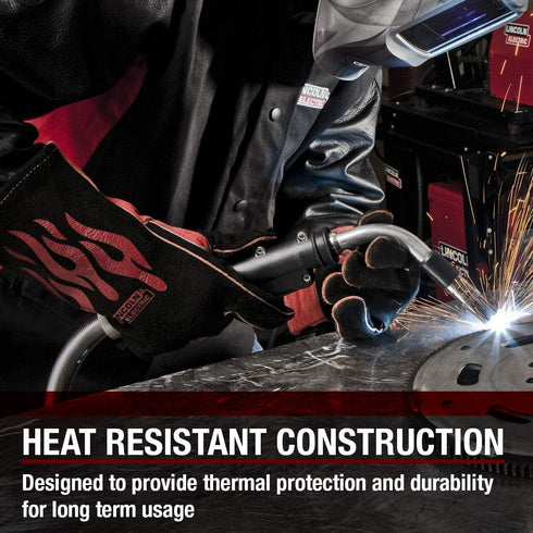Lincoln Electric Traditional MIG/Stick Welding Gloves | 14" Lined Leather | Kevlar Stitching | K2979-ALL, Black, Red...
