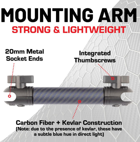 Bulletpoint Carbon Fiber + Kevlar Mounting Arm - 10cm Arm Compatible with iPhone and Android Smartphones - Fits 20mm Attachment Ball...