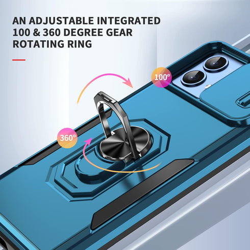 for Motorola Moto G Stylus 5G 2023 Case with Slide Camera Cover,Tempered Glass Screen Protector,Full Camera Protection Ring Kickstand Military Gra...