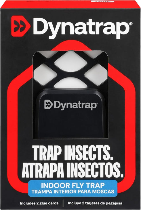 Dynatrap DT3007 Indoor Plug-in Fly Trap for Flies, Fruit Flies, Moths, Gnats, and Other Flying Insects - 1 Black Device + 2 Glue Cards...