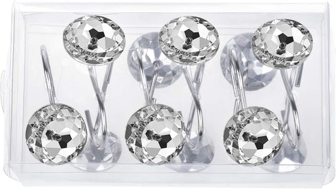 HBlife 12 Pcs Acrylic Decorative Rolling Diamond Shower Curtain Hooks Rust Proof Rhinestones Crystal Bling Shower Curtain Hooks for Curtain and Sh...