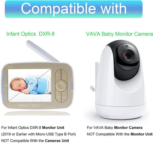 LEFXMOPHY Micro USB 5V Charger Replacement for Infant Optics DXR8 DXR-8 (2019 or Earlier Version), VAVA Baby Monitor BU Unit Power Cord with Cable...