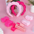 Wecoe Pink Rose Red Spa Headband And Wristband Set Skincare Headband For Washing Face Hair Claw Clips For Thick Hair Cute Puffy Sponge Bubble Make...