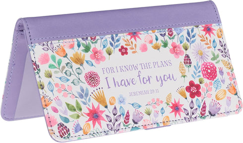 Christian Art Gifts Purple Faux Leather Checkbook Cover for Women with Scripture - For I Know The Plans - Checkbook Covers for Duplicate Checks, I...