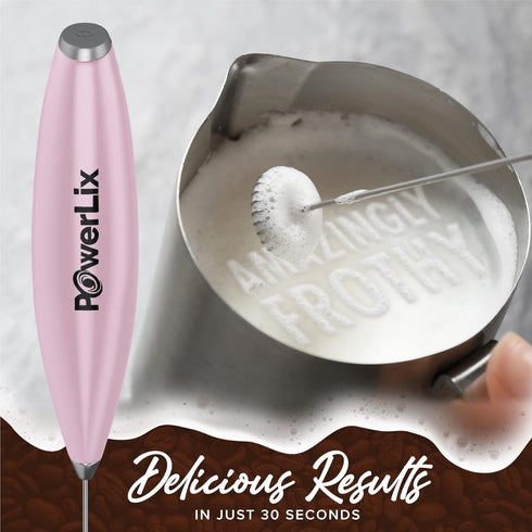 PowerLix Milk Frother Handheld Battery Operated Electric Foam Maker For Coffee, Latte, Cappuccino, Hot Chocolate, Durable Mini Drink Mixer With St...
