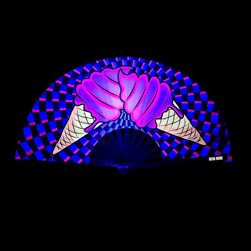 Neva Nude Rave Folding Hand Fan - UV Blacklight Reactive Handheld Fan with Drawstring Case | Perfect for Summer Festivals, Raves, Carnivals, Conce...