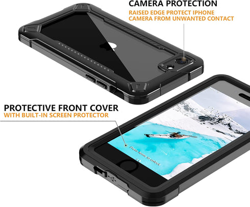 for iPhone SE 2022 Case/SE 2020 Case/iPhone 7/8 Case Waterproof Shockproof,with Built-in Screen Protector,Full Body Heavy Duty Protective Phone Ca...