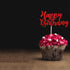 Pack of 48 Pre-Assembled Red Glitter Happy Birthday Cupcake Toppers Cake Food Fruit Picks for Celebrating Birthday Party Decoration Supplies...