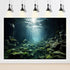 Aquarium Background Underwater Scene Dark Cave and Sunlight Rays Terrarium Background Undersea Rocks with Moss Aquarium Backdrop Fish Tank Decor V...