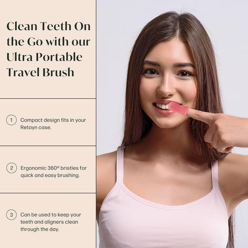 Aligner Case Travel Kit. Retainer Case with Built-In Mirror plus Aligner Pull Tool & Mini Travel Finger Toothbrush Included...