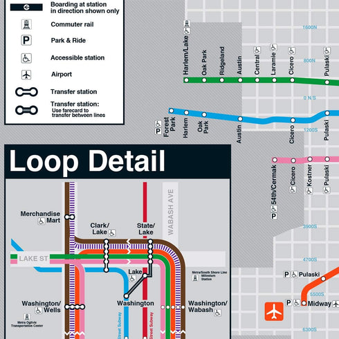 CTA Rail System Map Poster - Chicago Gift | Chicago Map Art | Chicago Wall Art | Chicago Poster | Chicago Art...