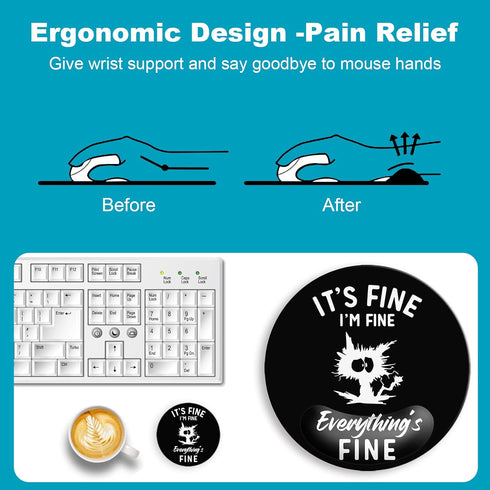 Large Mouse Pad with Wrist Rest Dia 9.45 inch, Mouse Pads for Desk, Cute Round Ergonomic Mouse Pad, Gel Mousepad Wrist Support for Computer Laptop...