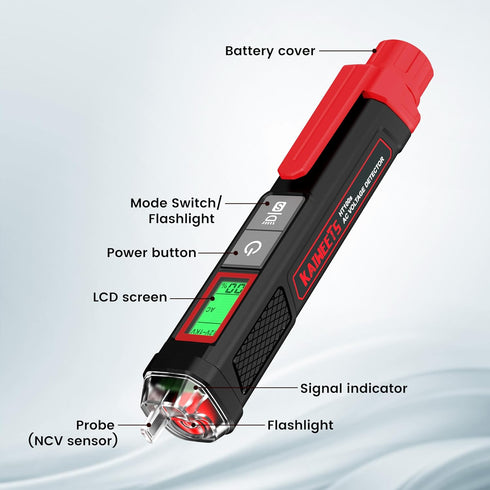 KAIWEETS Voltage Tester/Non-Contact Voltage Tester with Signal Percentage, Dual Range AC 12V/70V-1000V, Live/Null Wire Tester, Electrical Tester w...