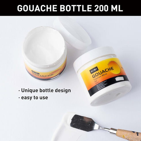 HIMI Gouache Refill Paints,White Color(200 ml Bottles), Non Toxic Paint for Canvas and Paper, Art Supplies for Professionals, Students(White)...