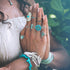 78 Pcs Vintage Turquoise Rings Set Women Western Rings Bohemian Silver Oval Gemstone Rings Boho Joint Knuckle Rings Midi Stacking Rings for Women...