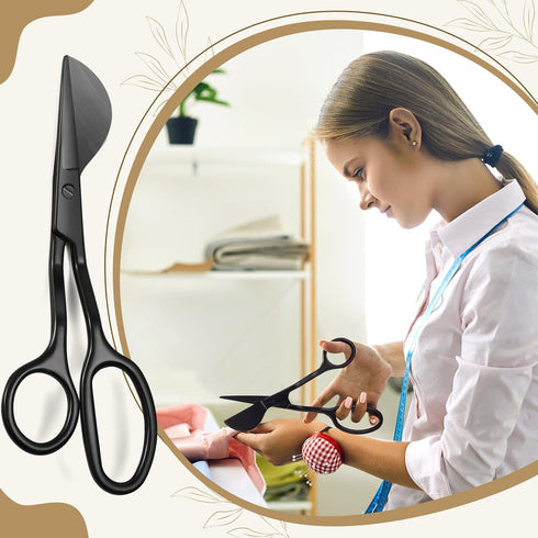2 Pieces Duckbill Shears 6 and 7 Inches Duckbill Applique Scissors Bent Curved Offset Handle Duckbill Scissors for Carpet Pile, Art, Crafting, Fab...