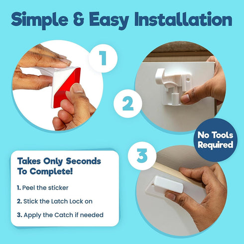 Upgraded Invisible Baby Proofing Cabinet Latch Locks (10 Pack) - No Drilling or Tools Required for Installation, Works with Most Cabinets and Draw...