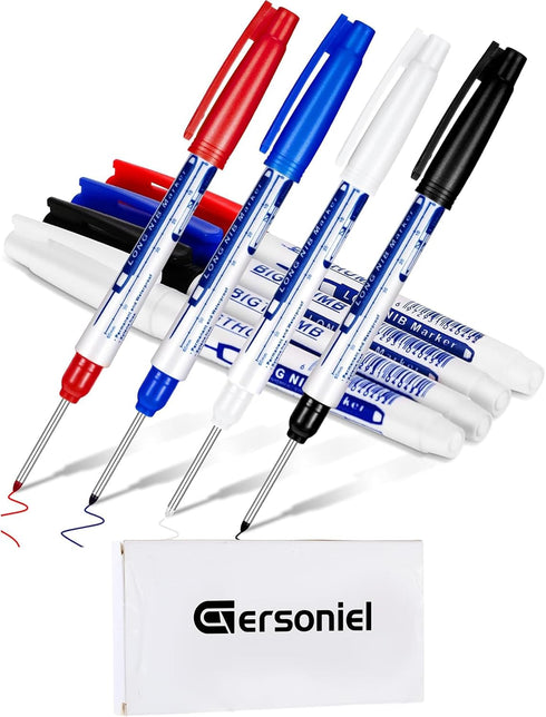 4 Pcs Deep Reach Markers Long Nose Marker Waterproof Deep Hole Marker Carpenter Ink Marker 30 mm Reach Permanent Markers and Marker Pens for Carpe...