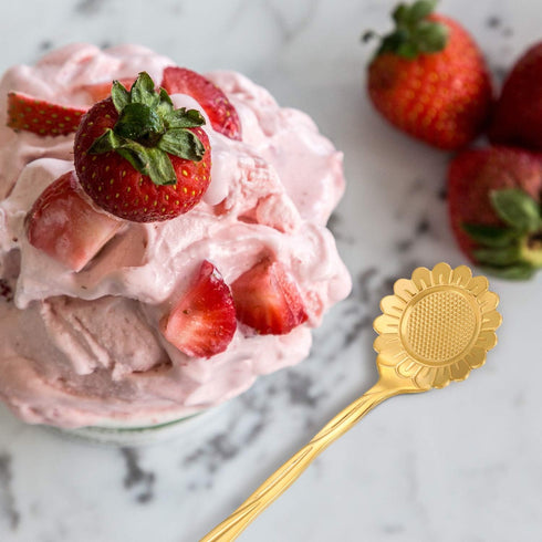 Maitys 16 Pieces Stainless Steel Flower Coffee Spoon Dessert Spoon Sugar Spoon Ice Cream Spoon Stirring Spoon Tea Spoon Milkshake Spoon Set for Ta...