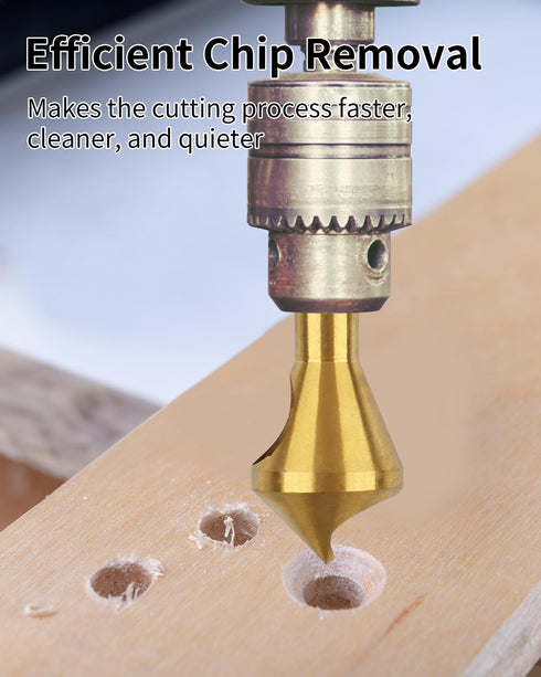 Countersink Drill Bit Set, 4 Pcs Titanium Coated Counter Sink Drill Bit Set Deburring External Chamfer Tool, for Wood, Metal, Plastic, PVC...