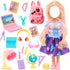 30 PCS 6 Inch Doll Clothes and School Playset with Ballons 3 Girl Dresses 3 Boy Outfits 2 Pair of Shoes and 19 Pcs Study Supplies for 6 Inch Doll ...