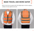 GOOFIT High Visibility Safety Vest for Men and Women Cycling Vest with Zip Reflective Vest Work Vest With 4 Front Pockets and Zip S Orange...