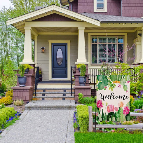 Spring Cactus Welcome Garden Flag 12.5×18 Inch Small Vertical Double Sided Seasonal Outdoor Décor for Yard Flag...