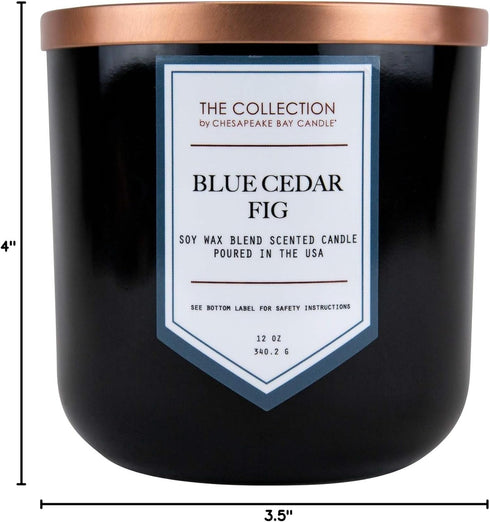 Chesapeake Bay Candle, The Collection, 2-Wick Soy Candle, Blue Cedar Fig, 12oz, Black with Copper Lid...