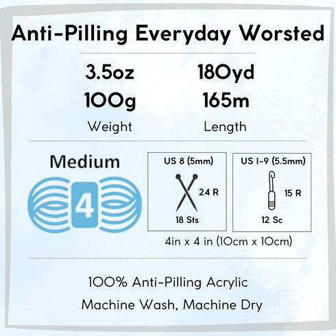 Premier Yarns Everyday Anti-Pilling Solid Parchment DN100-70 (3-Skeins - Same Dye Lot) #4 Worsted Weight Acrylic Yarn for Crocheting and Knitting ...
