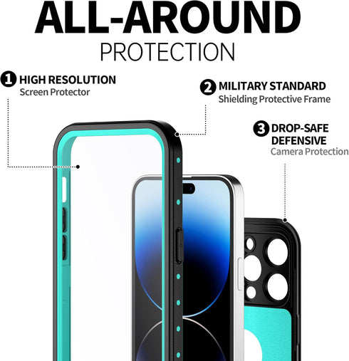 BEASTEK Waterproof iPhone 14 Pro Max Case Shockproof Dustproof IP68 Underwater, NRE Series with Built-in Screen Protector Full Body Anti-Scratch C...